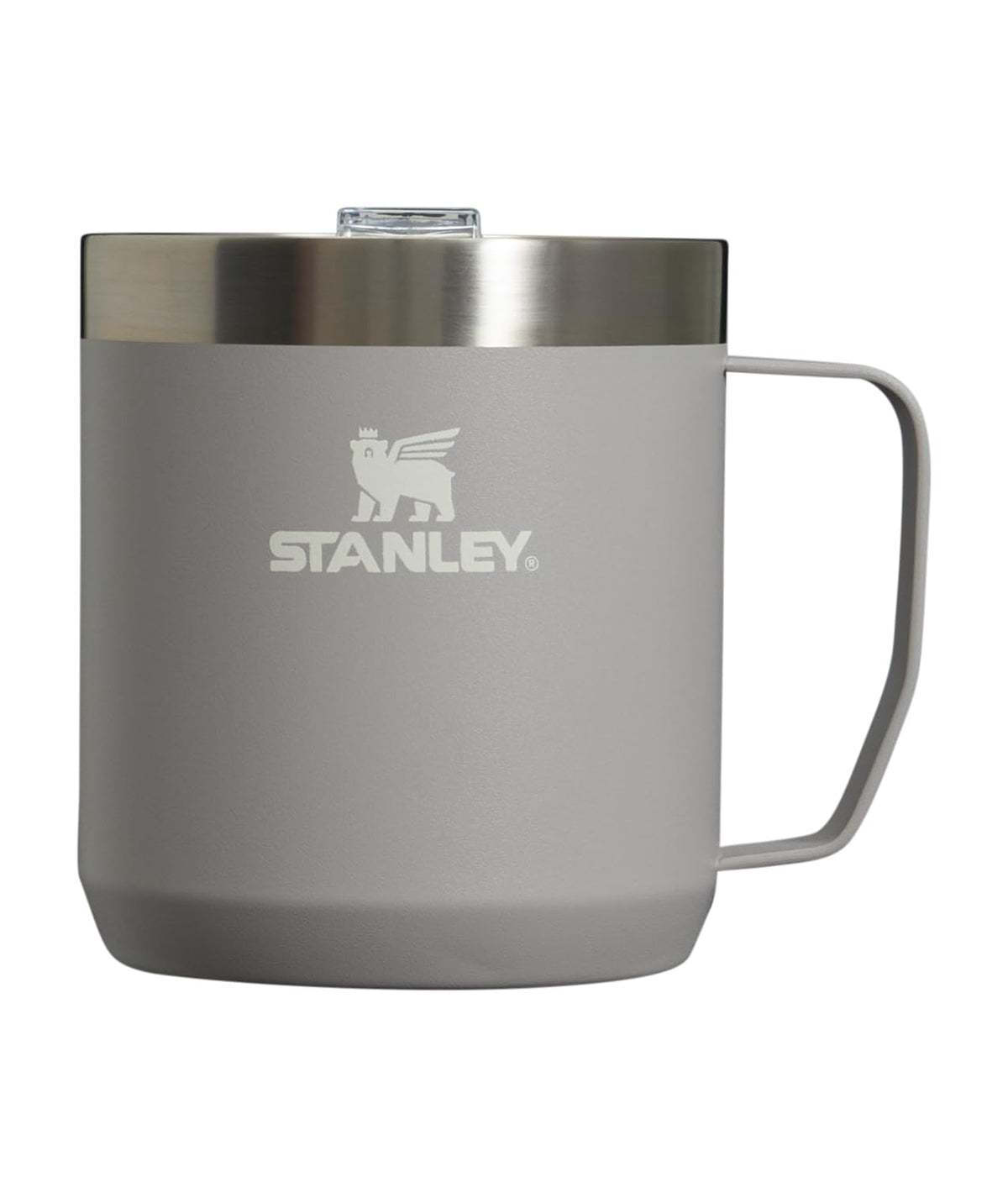 STANLEY Stay-Hot Camp Mug 12 oz on a sunlit patio, ideal for relaxed mornings.