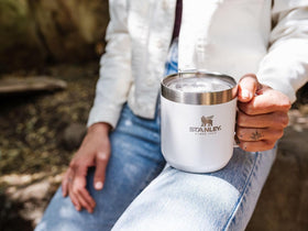 Stanley Stay Hot Camp Mug with press-fit lid for splash-free sipping.