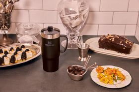 Stanley mug with ergonomic handle for easy grip.