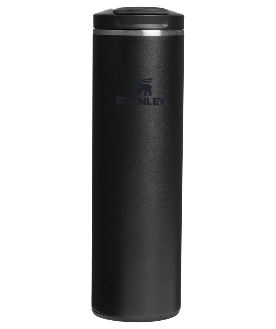 Stanley Transit FlipTop Mug with leakproof lid keeps hot or cold drinks during commutes.