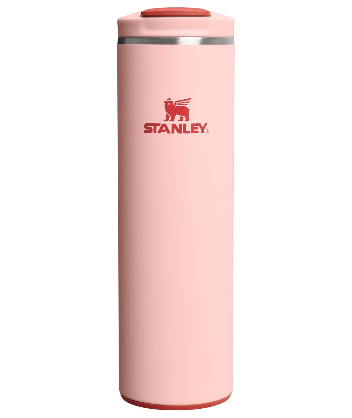 Stanley Transit Flip Top Mug in Peach Rose keeps beverages hot on the go.