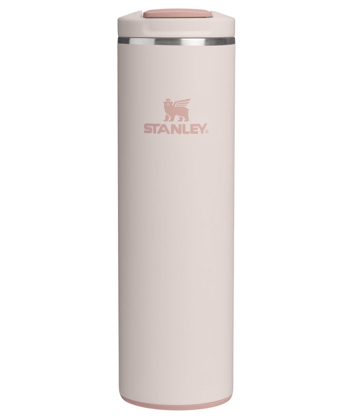 Stanley Transit FlipTop Mug in rose quartz for spill-free commuting and hot or cold beverages