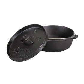Stansport 2 Qt Dutch Oven flat bottom with secure handle for transport