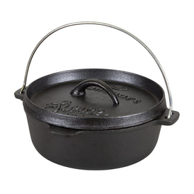 Stansport 2 Qt Dutch Oven with flat bottom and lid on for even cooking at camp