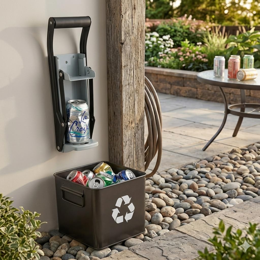 Stanz easy-to-crush aluminum cans, reducing bin trips.