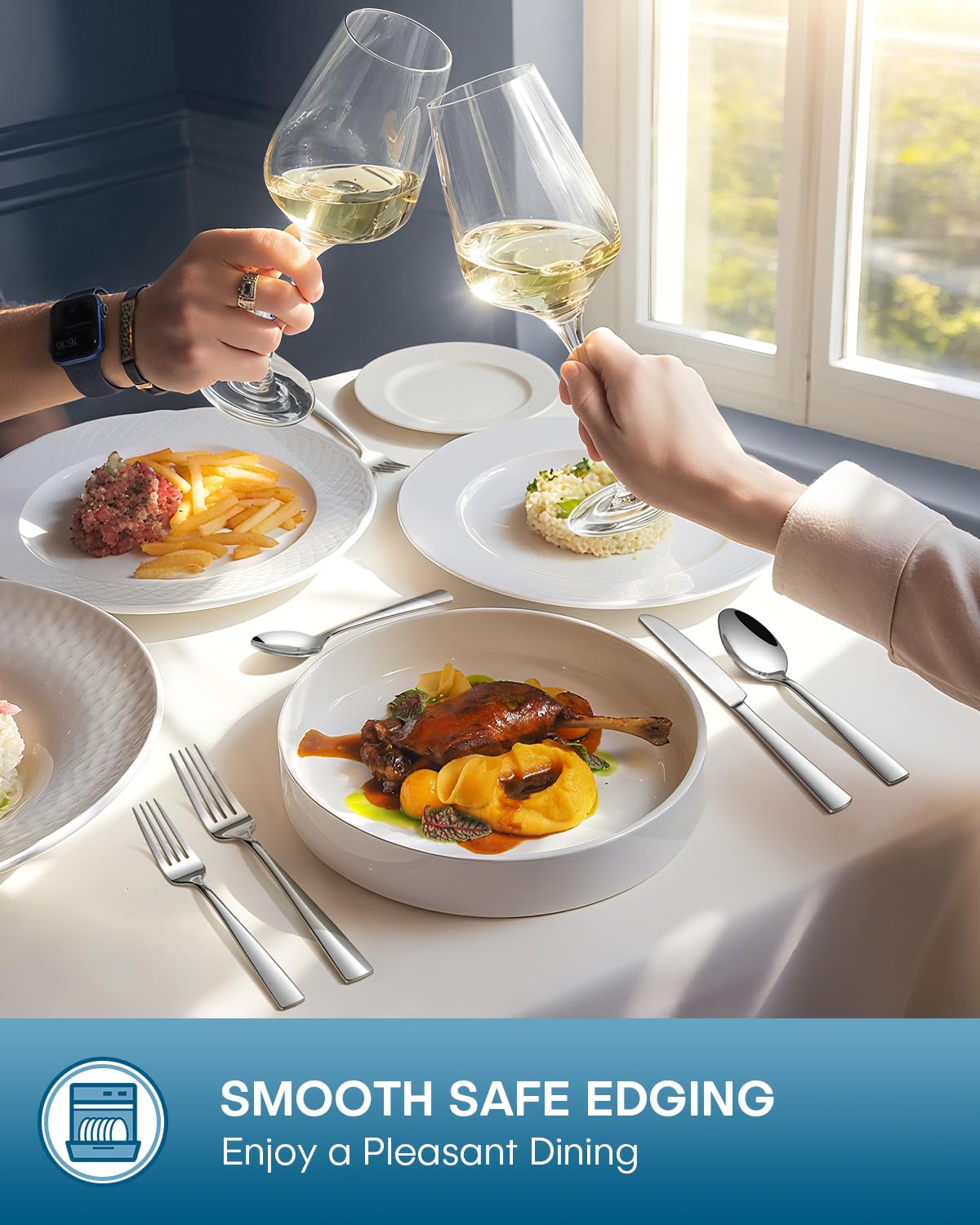 Stapava mirror-finish silverware adds a refined shine to any table.
