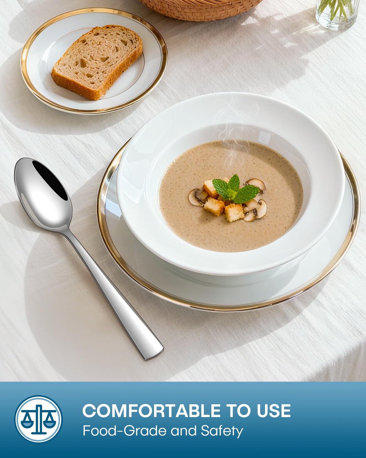Stapava 30-piece silverware teaspoons ideal for coffee, tea, and desserts.