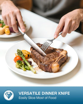 Stapava 40-piece dinner spoons image emphasizes comfortable balance for easy scooping.