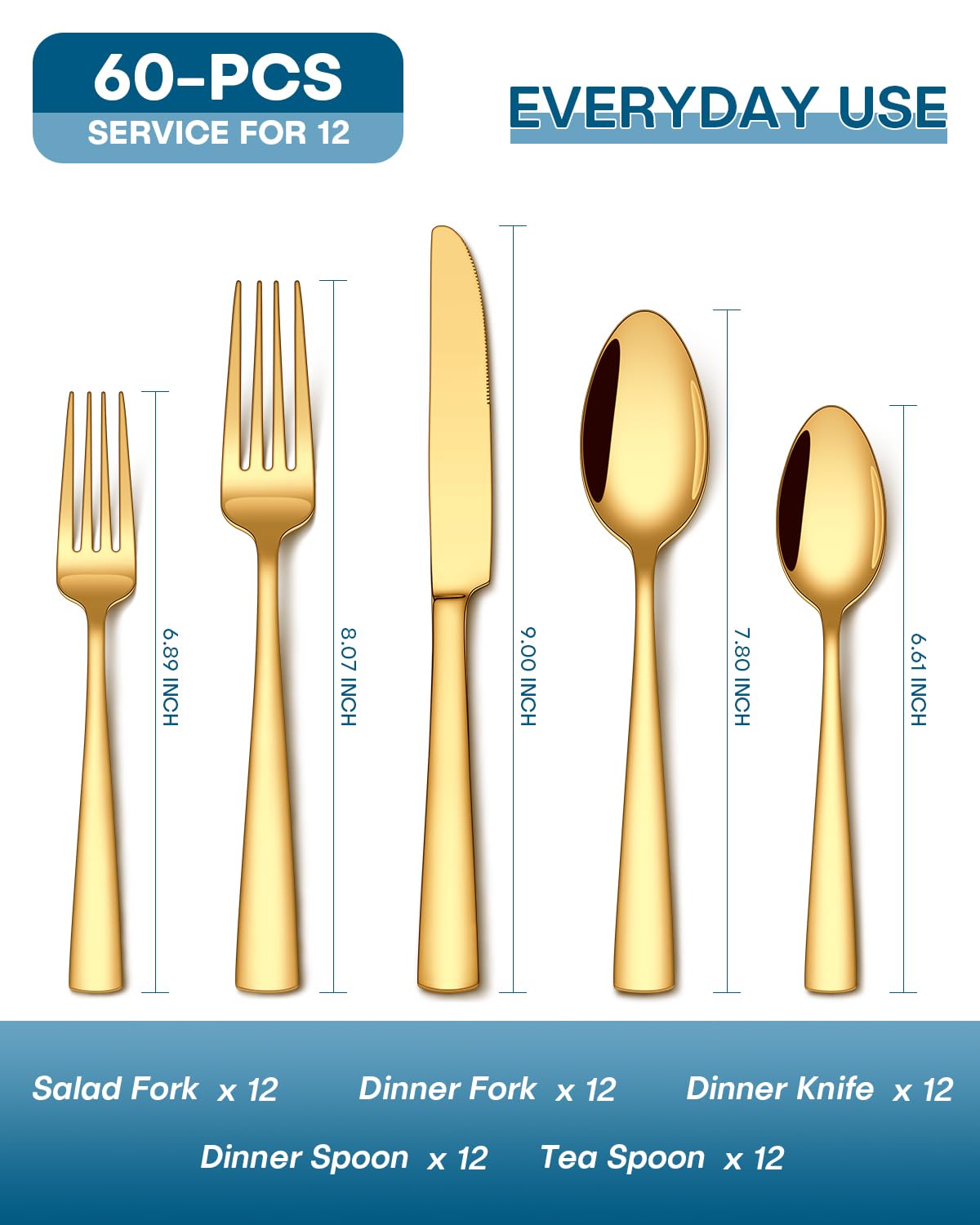 Stapava gold silverware set dinner forks with balanced weight for comfortable handling