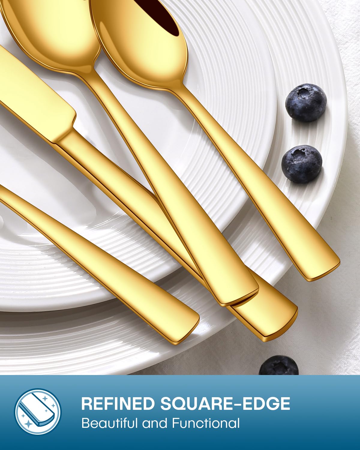 Stapava dishwasher-safe gold silverware for easy cleanup after family meals