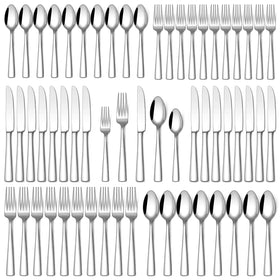 Stapava 60-piece silverware set on display, balanced weight and mirror-polished finish.
