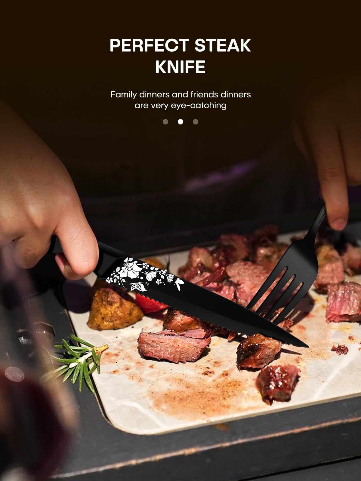 Stapava eight steak knives included for precise slicing during meals.