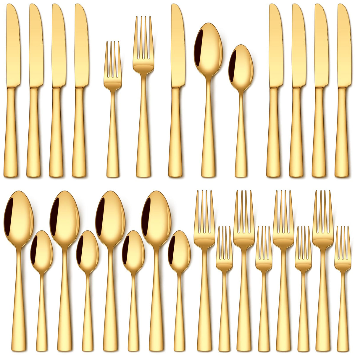 Stapava gold silverware set with dinner knives for elegant home dining