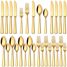 Stapava gold silverware set with dinner knives for elegant home dining