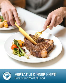Stapava gold silverware set with dinner spoons featuring mirror finish