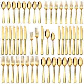 Stapava 40-piece gold silverware set full collection on a dining table for an elegant gathering
