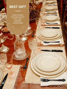 Stapava royal polished finish adds an elegant shine to table settings.