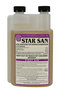 Star San high-foaming sanitizer pour demonstrates fast sanitizing action.
