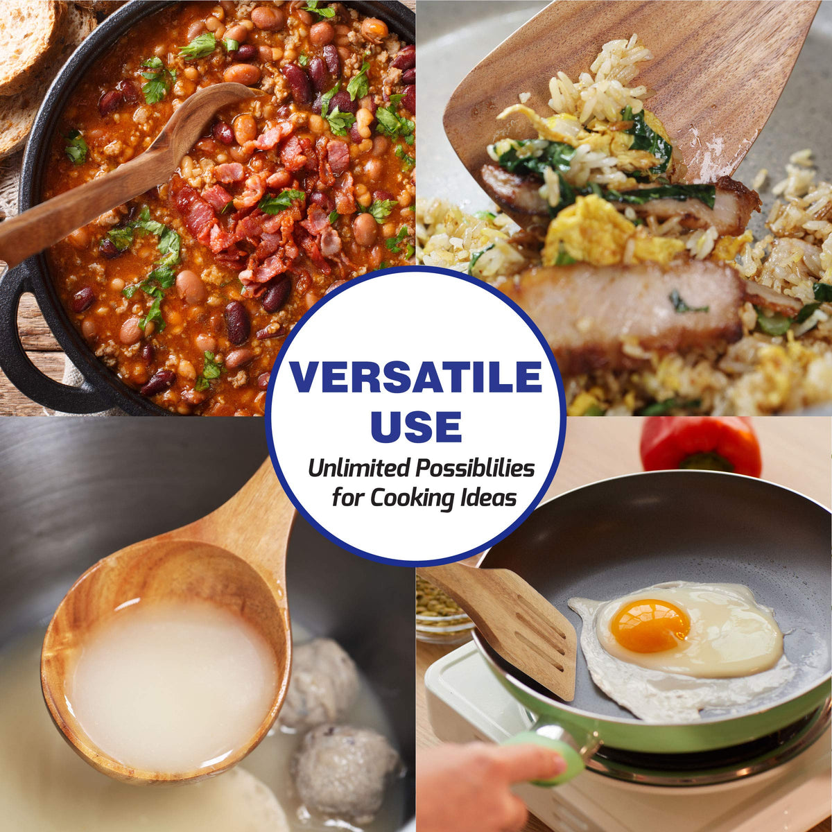 StarBlue acacia wood skimmer protects nonstick pans during cooking.