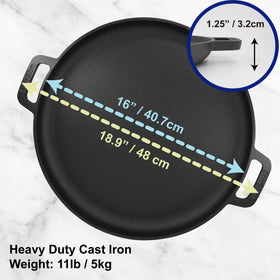 StarBlue cast-iron round pan with silicone handles for safe, comfortable grip.