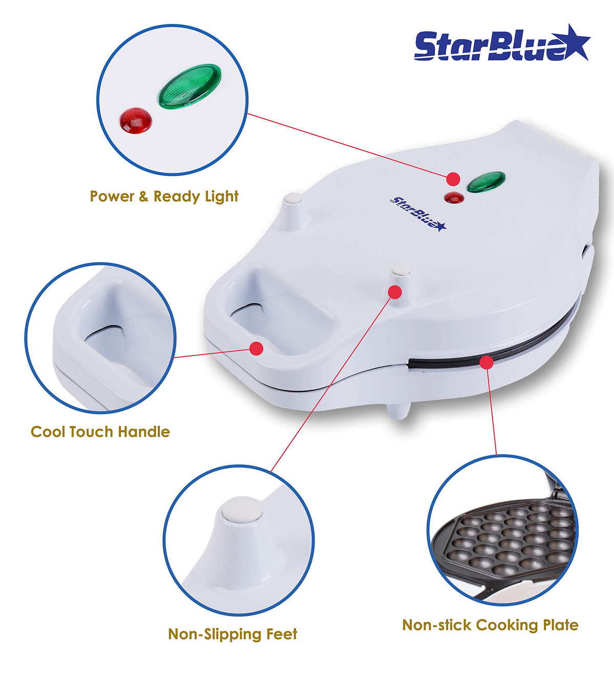 StarBlue Egg Waffle Maker 180 degree flip demonstrates even cooking
