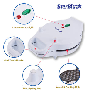 StarBlue Egg Waffle Maker 180 degree flip demonstrates even cooking