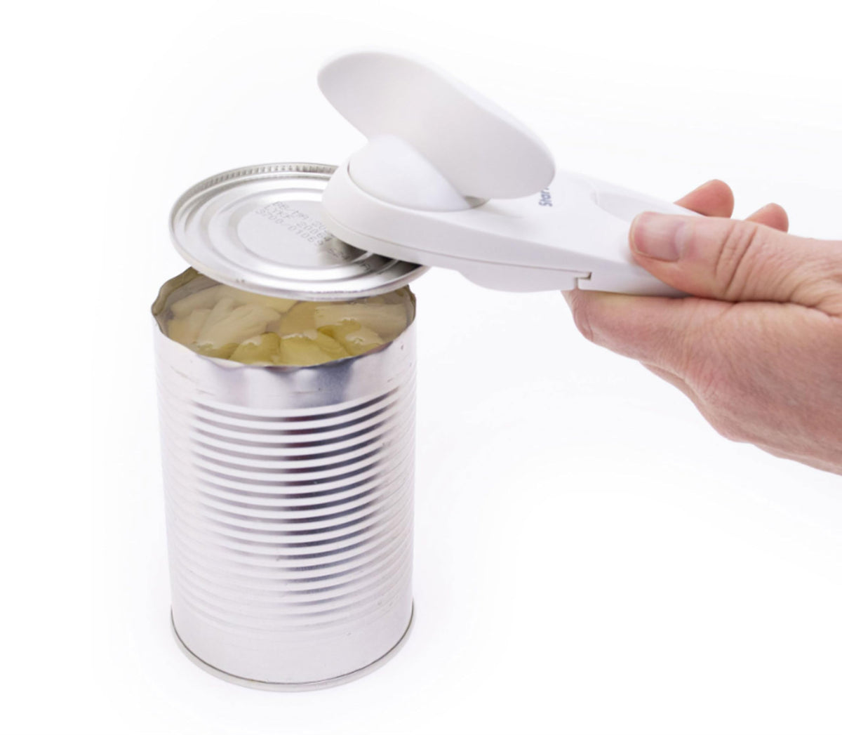 Starfrit Little Beaver Can Opener safely removes lids without touching food