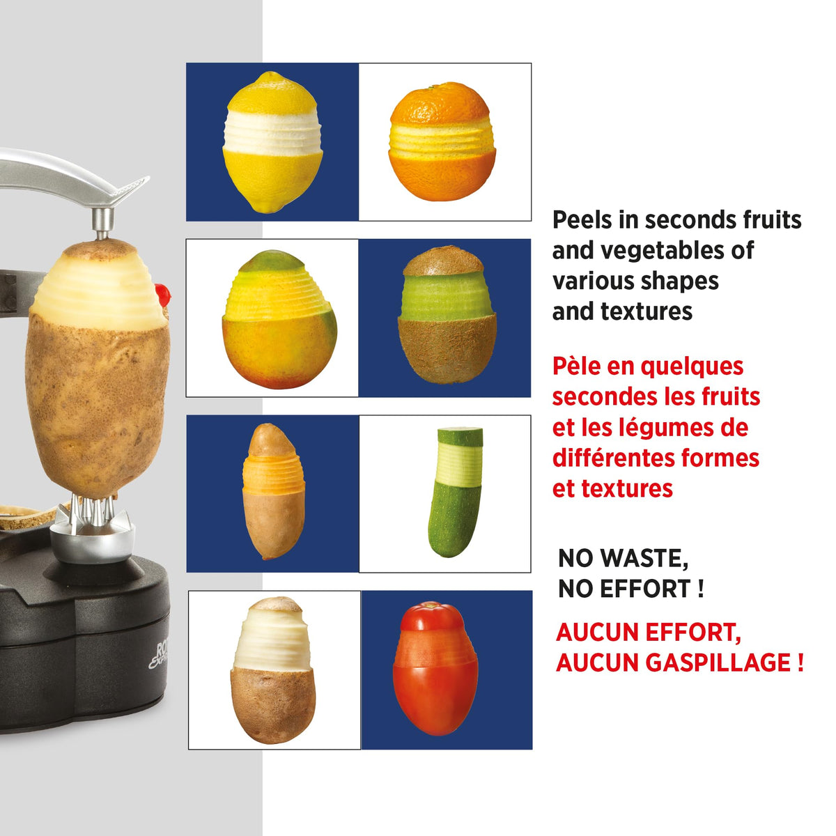 Starfrit Rotato Express auto-stop peeling design enhances safety during use.