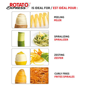 Starfrit Rotato Express non-slip base keeps the unit steady during peeling.