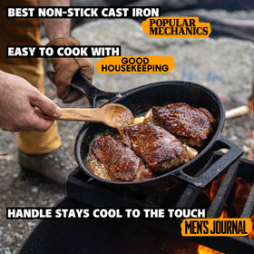 Stargazer skillet drip-free rim enables precise pouring from any angle.