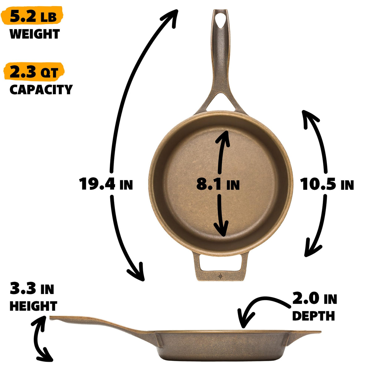 Stargazer skillet stay-cool handle for safer, comfortable cooking.