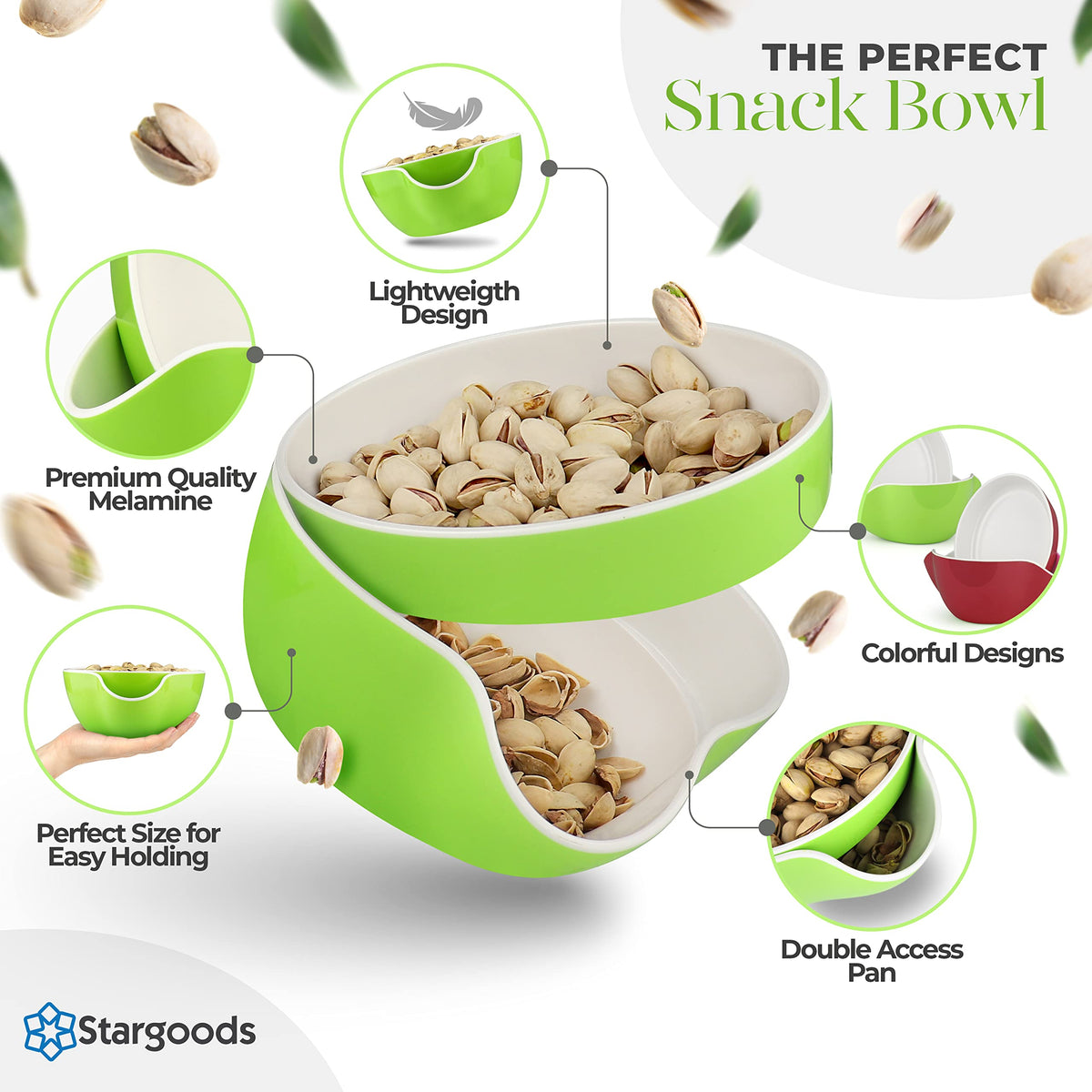 Stargoods Double Peanut Bowl helps organize nuts and seeds during gatherings.