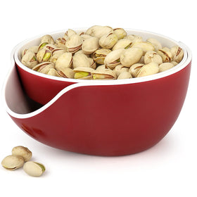 Stargoods Pistachio Bowl with double-dish design in red supports tidy snacking.