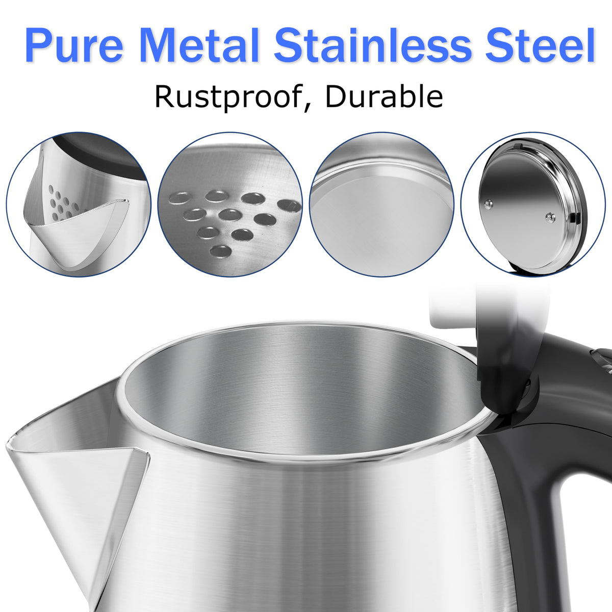 Stariver 2.5L kettle boiling water for fast beverage prep.