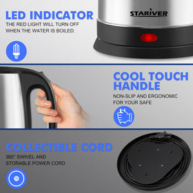 Stariver 2.5L kettle lid open for easy filling.