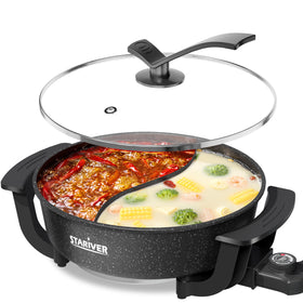 Stariver 6L electric hot pot with divider for dual flavors during family meals.