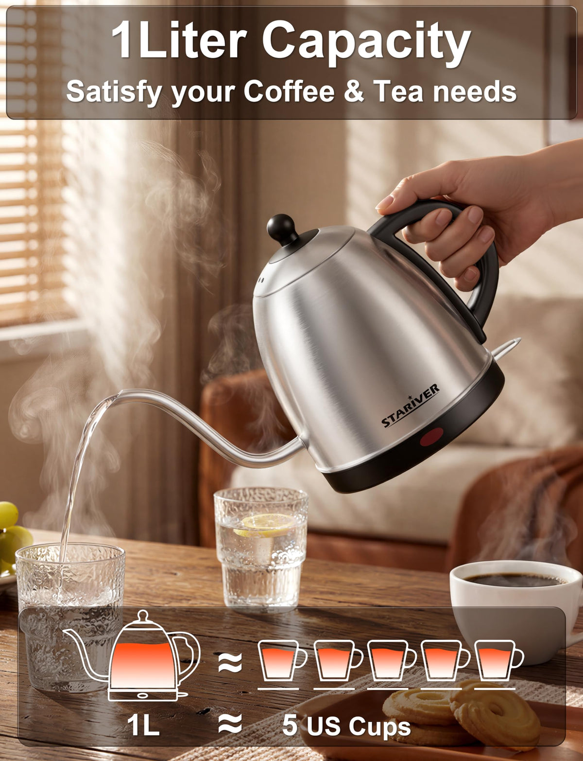 Stariver auto shut off and boil dry protection enhance safety during use