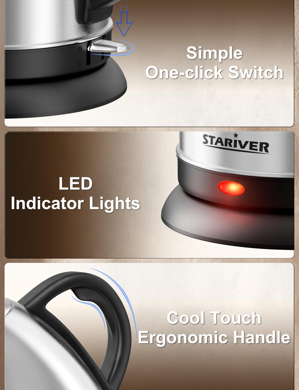 Stariver food grade stainless steel interior avoids plastic flavors