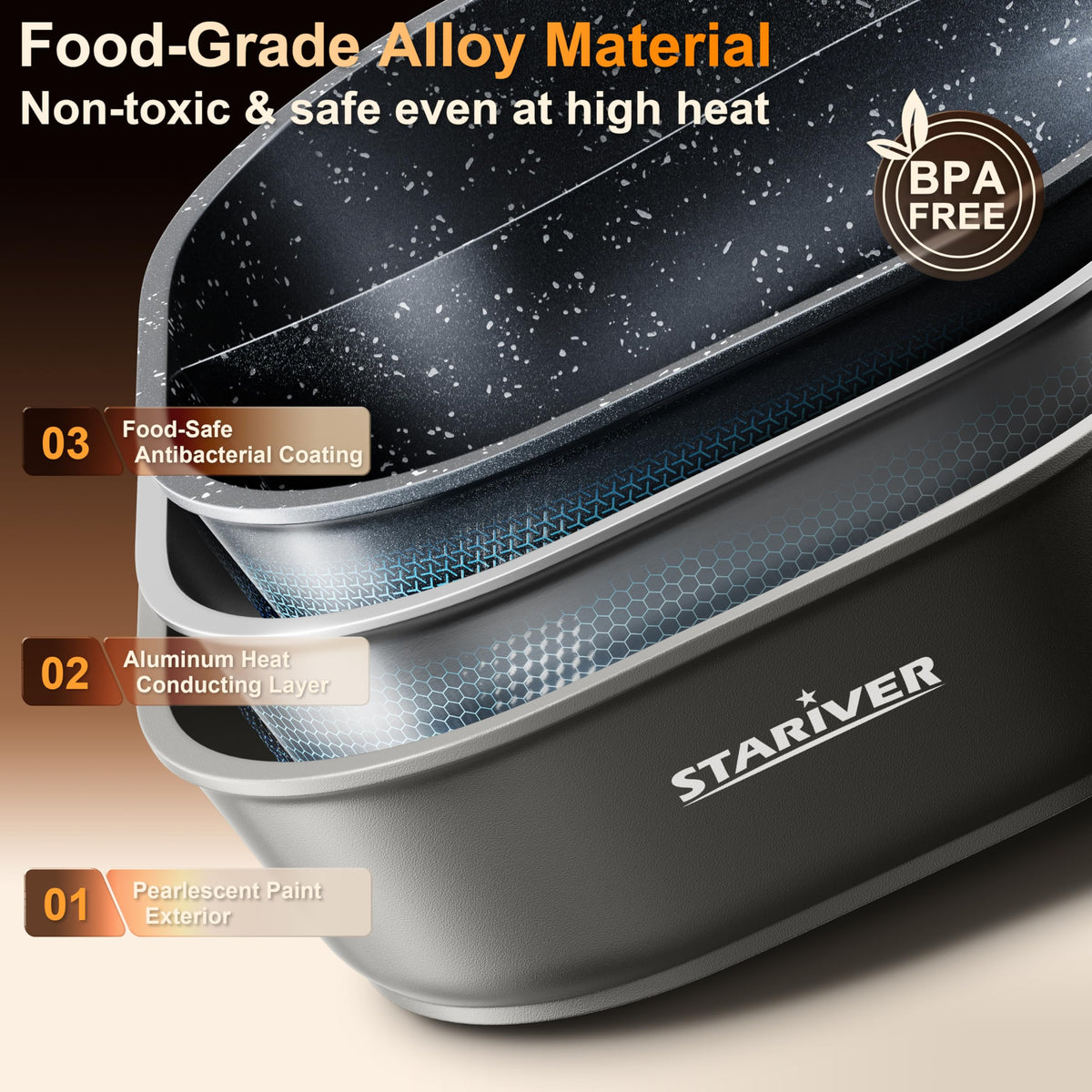 Stariver tempered glass lid with upright handle for space saving.