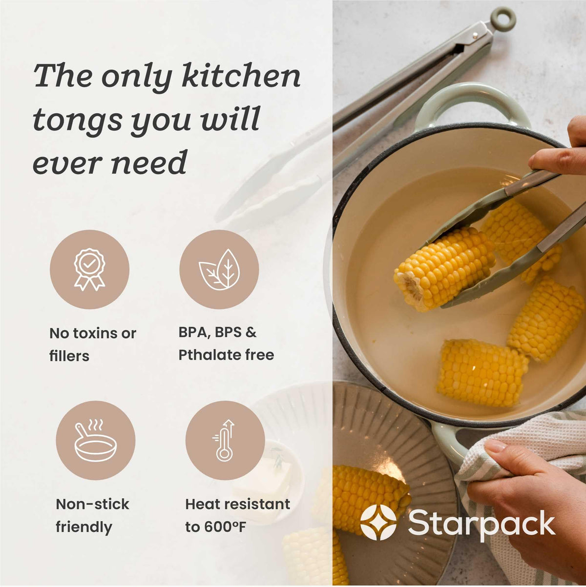 StarPack Home Get a Grip 12-inch tong ideal for grilling and serving.