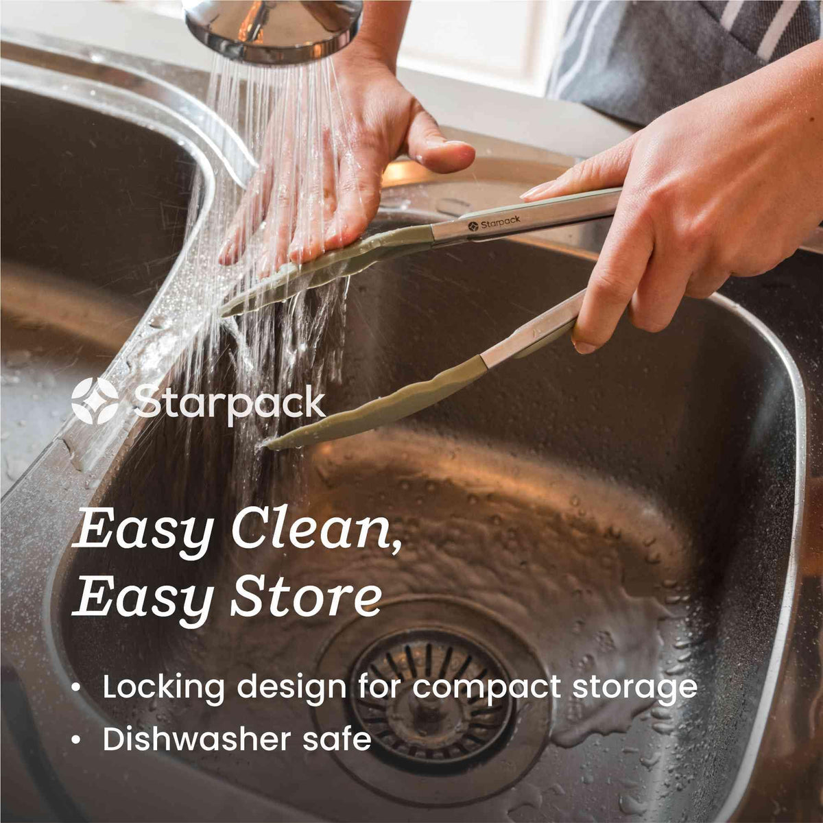 Close-up of StarPack Home silicone tips resisting scratches on nonstick cookware.