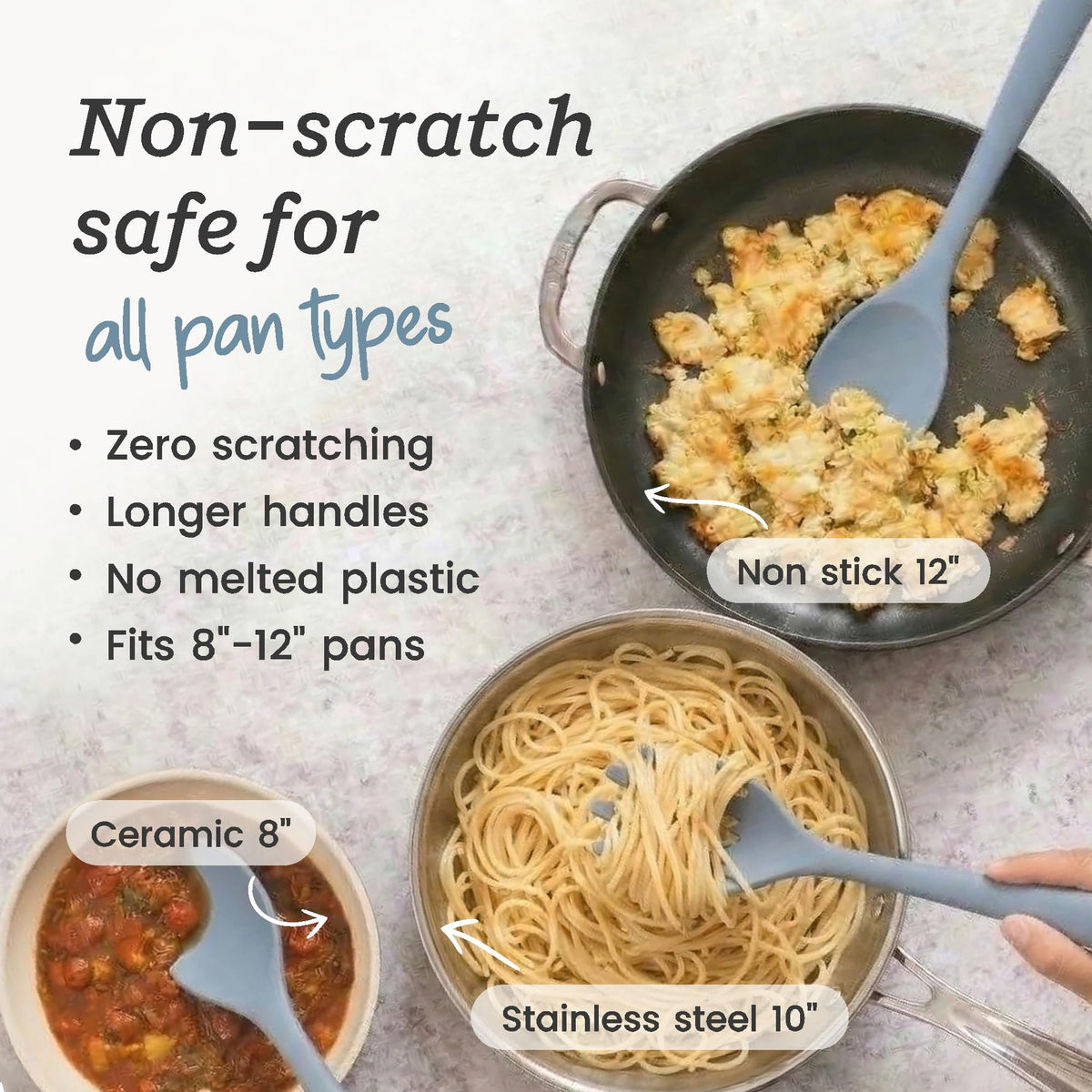 StarPack XL slotted turner shown for controlled flipping on large skillets.