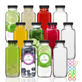 STARSIDE 12 oz square glass bottle with lid for fresh juice on the go