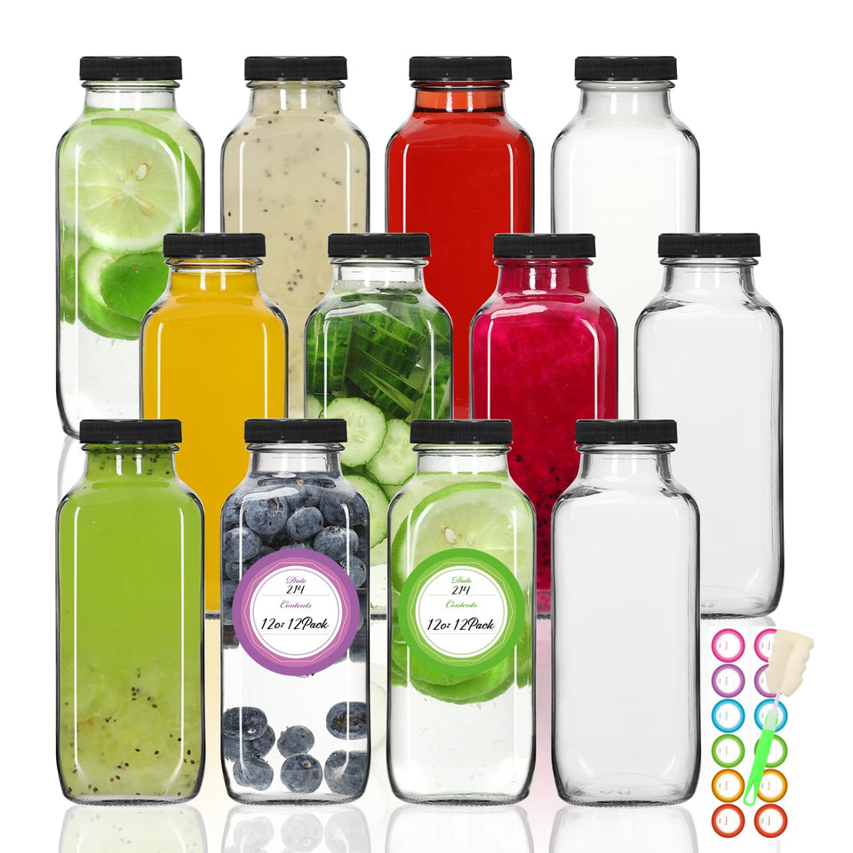 STARSIDE 12 oz square glass bottle with lid for fresh juice on the go