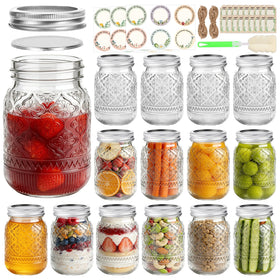 STARSIDE 16oz embossed mason jar regular mouth front view ideal for meal prep and gifting