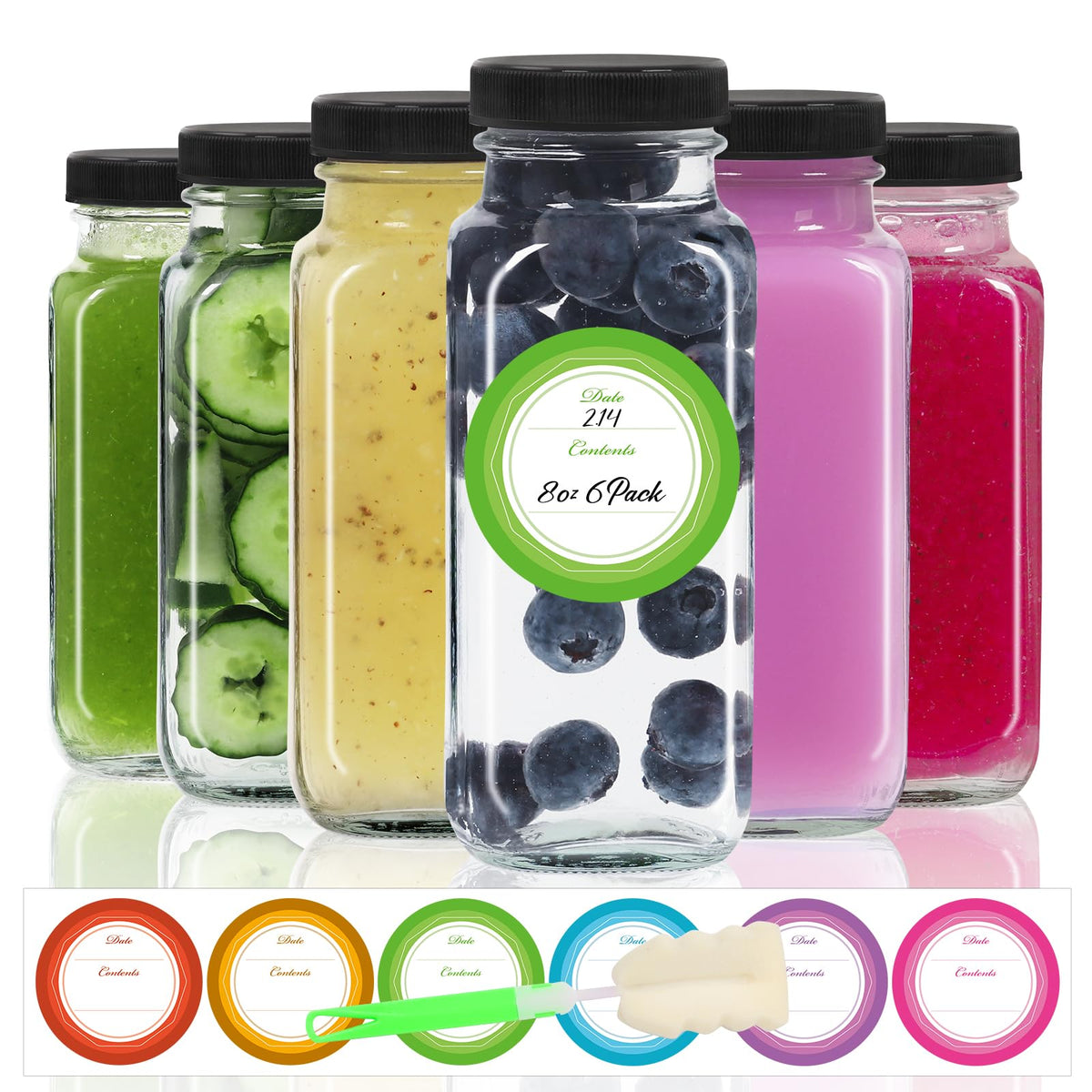 STARSIDE 8 oz square glass bottle with lid for organized juice storage on the go