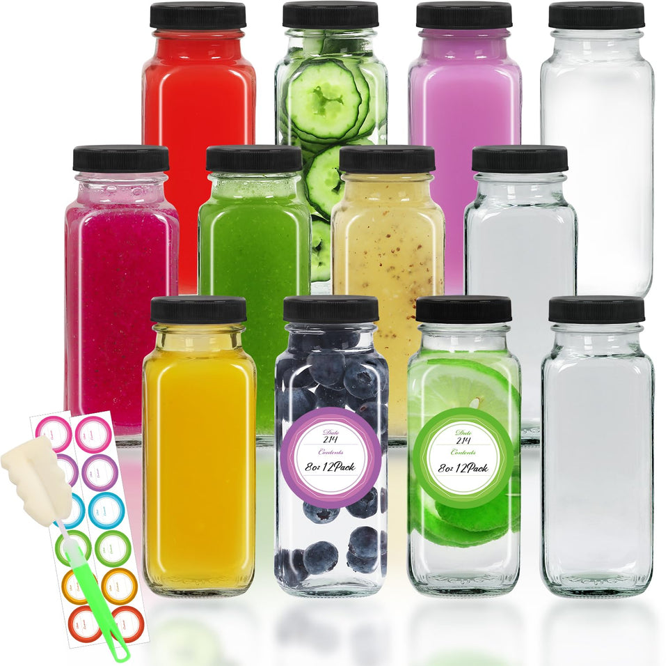 STARSIDE 8 oz square glass bottle with lid for fresh juice storage and easy pouring