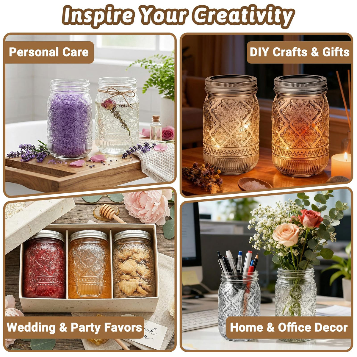 STARSIDE gift-ready mason jars organized with labels and twine