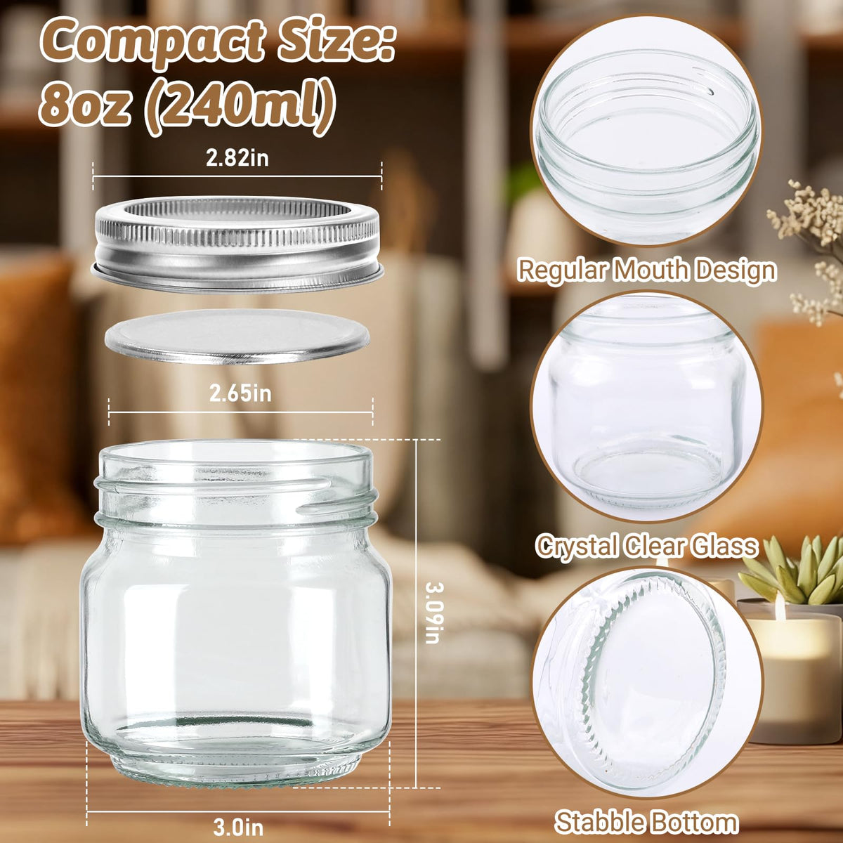 STARSIDE silver two-piece lids provide secure closure for jams and spices.