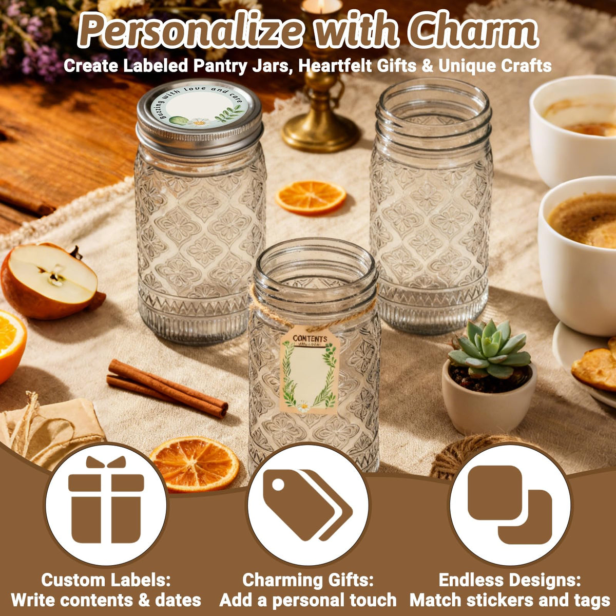 Starside wide-mouth 32oz mason jar for effortless filling and cleaning.